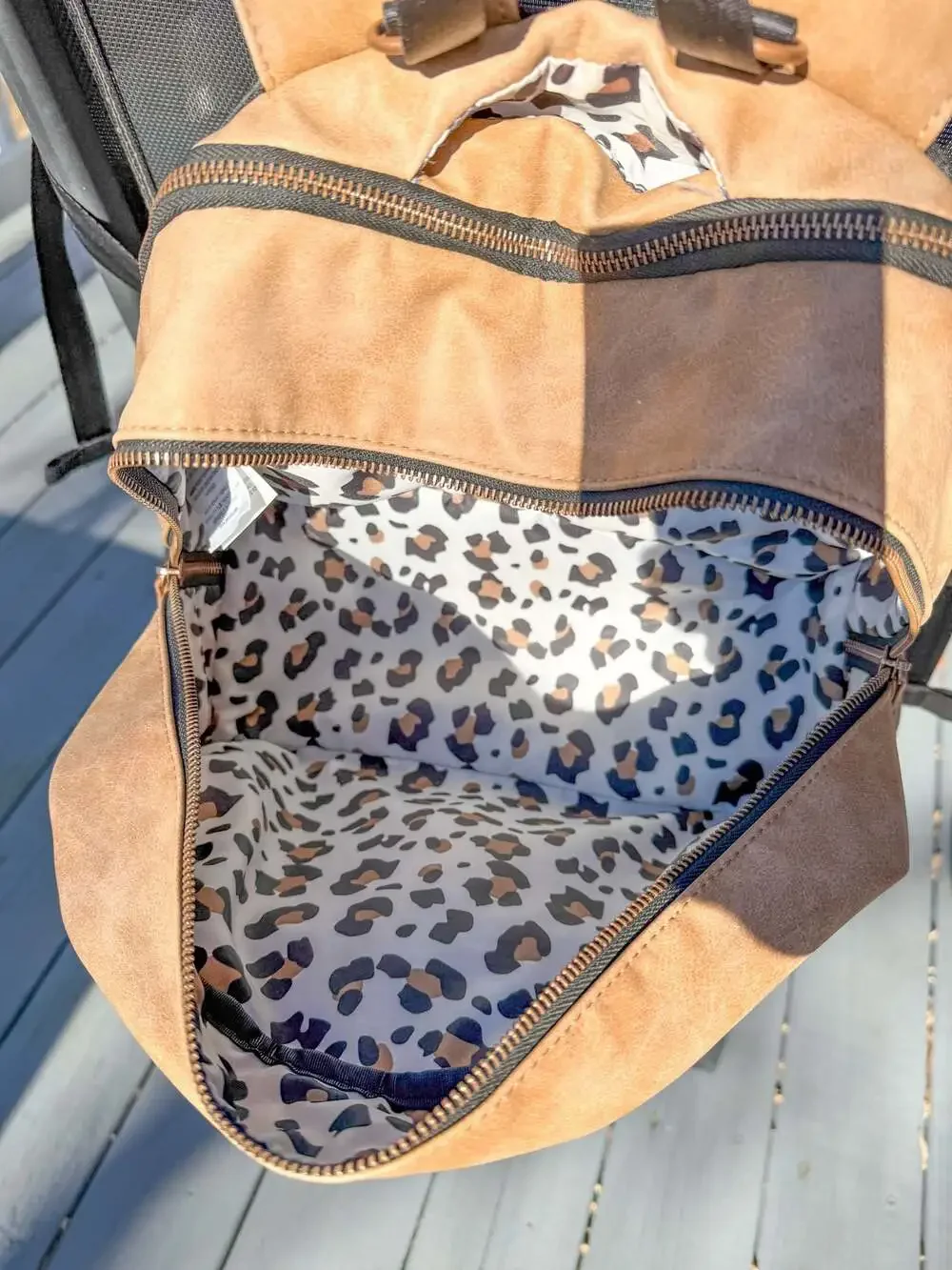 Petunia Pickle Bottom Boxy Backpack Diaper Bag in Tan Faux Leather